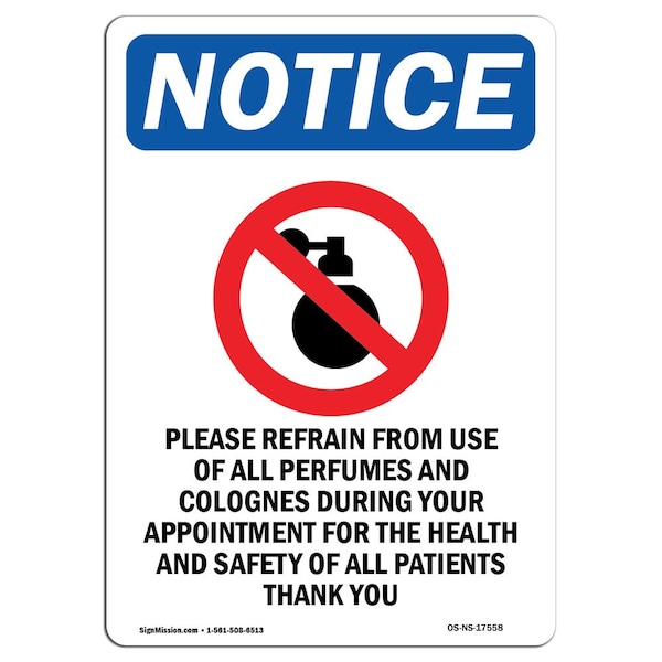 Safety Sign, OSHA Notice, 5" Height, Please Refrain From Sign With Symbol, Portrait, 10PK